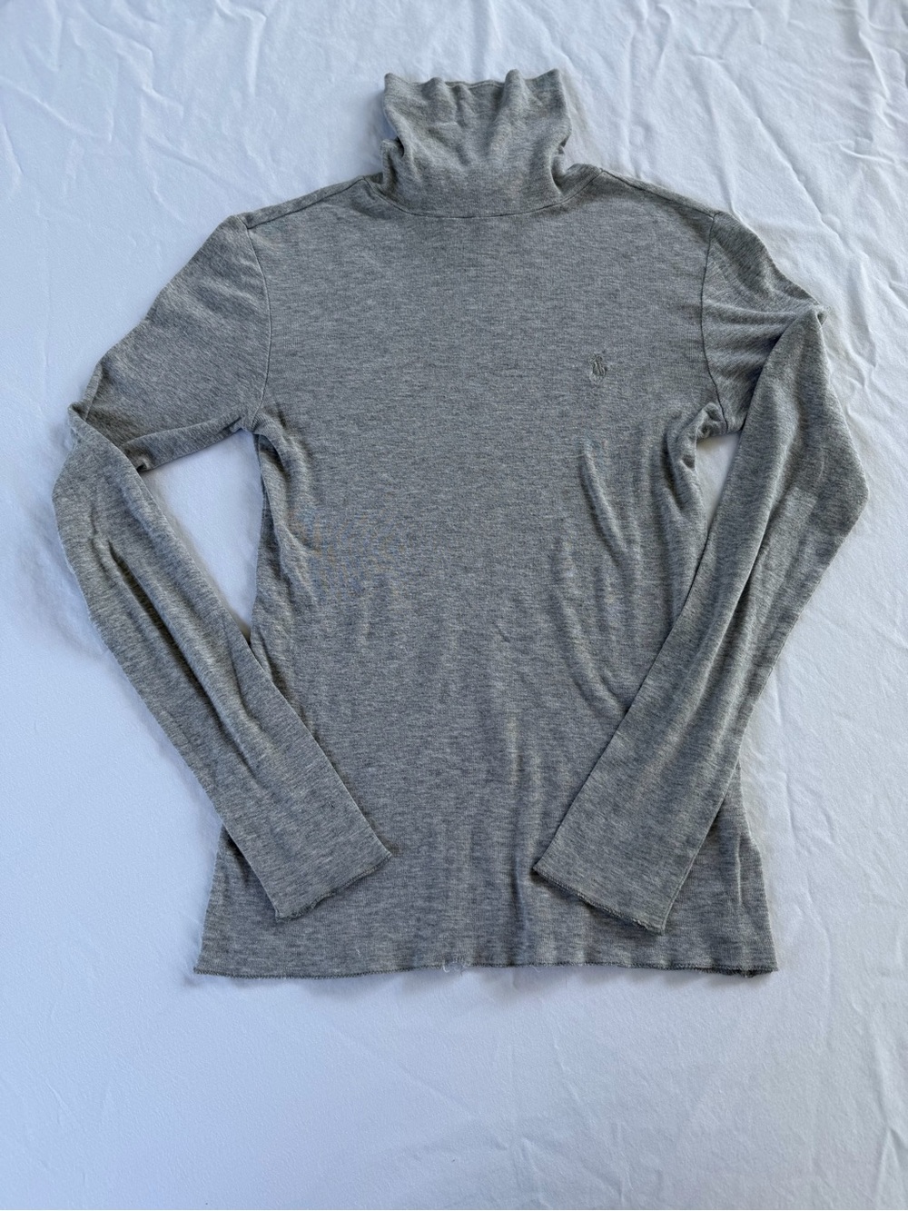 Polo Ralph Lauren Women's Heather Grey Turtleneck Top Medium Soft Minimalist